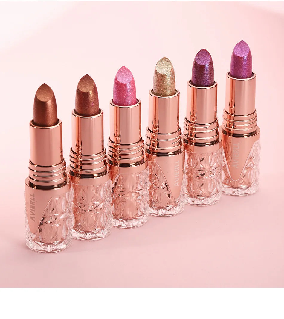 Lápiz labial perlado brillante 3 en 1 LuxuryGlow: mate, con brillo y resistente al agua