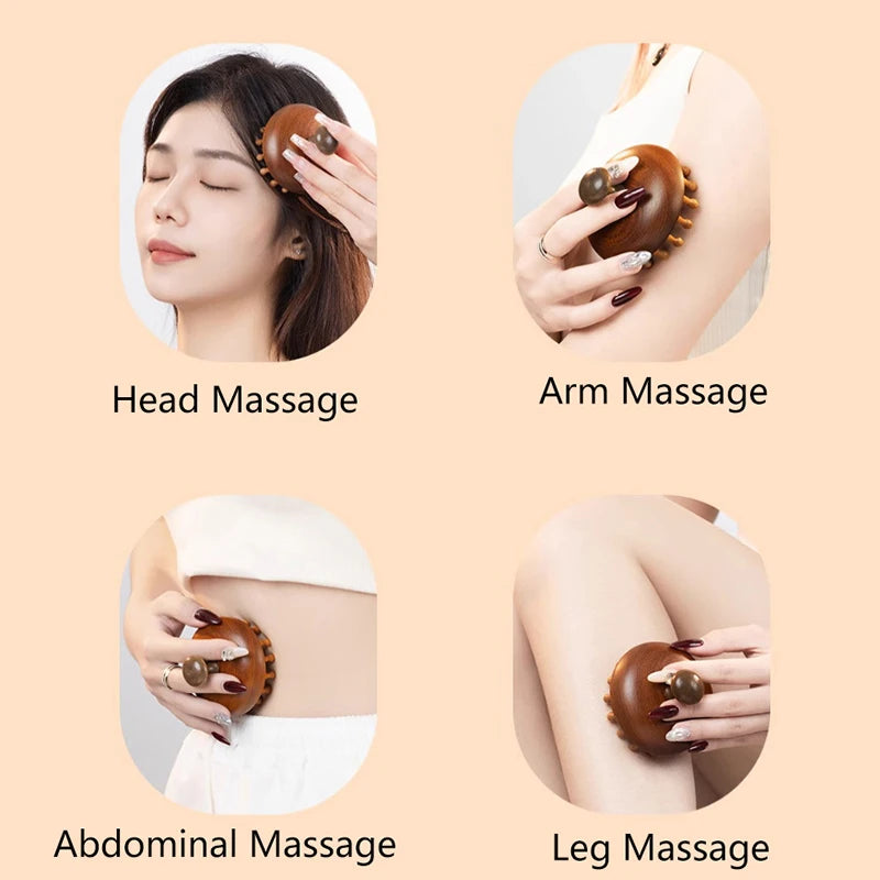 AQTOCNA Multi-Functional Wooden Scalp & Body Massage Comb – Sandalwood Guasha Therapy Tool
