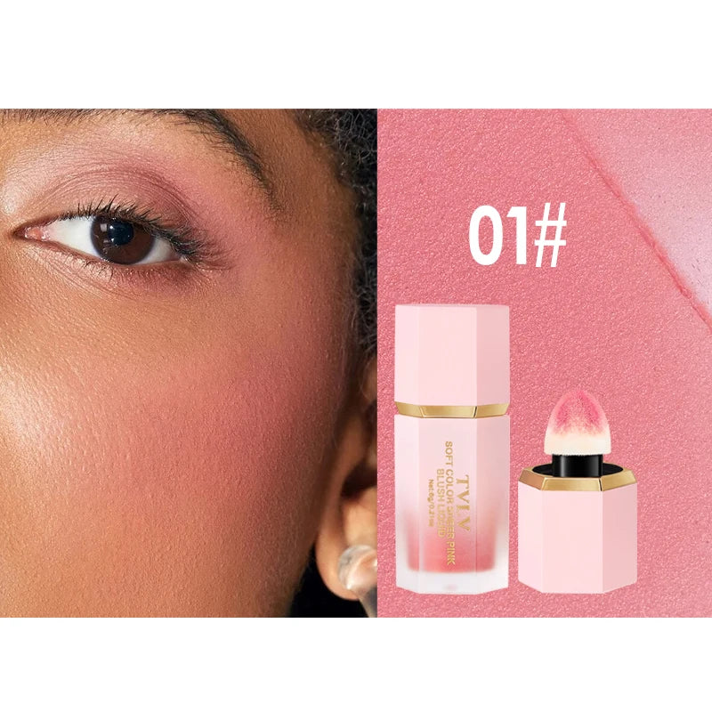 LuxuryGlow 4-Color Matte Liquid Blush | Long-Lasting Waterproof Blush with Sponge