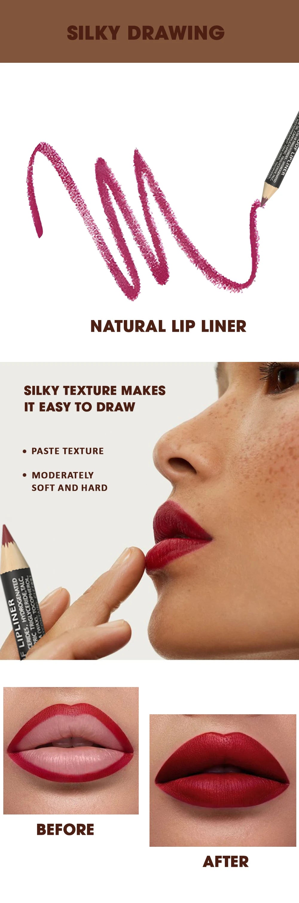 مجموعة أقلام تحديد الشفاه المقاومة للماء من LuxuryGlow Rozza - لمسة نهائية غير لامعة دقيقة وخفيفة الوزن وقابلة للمزج