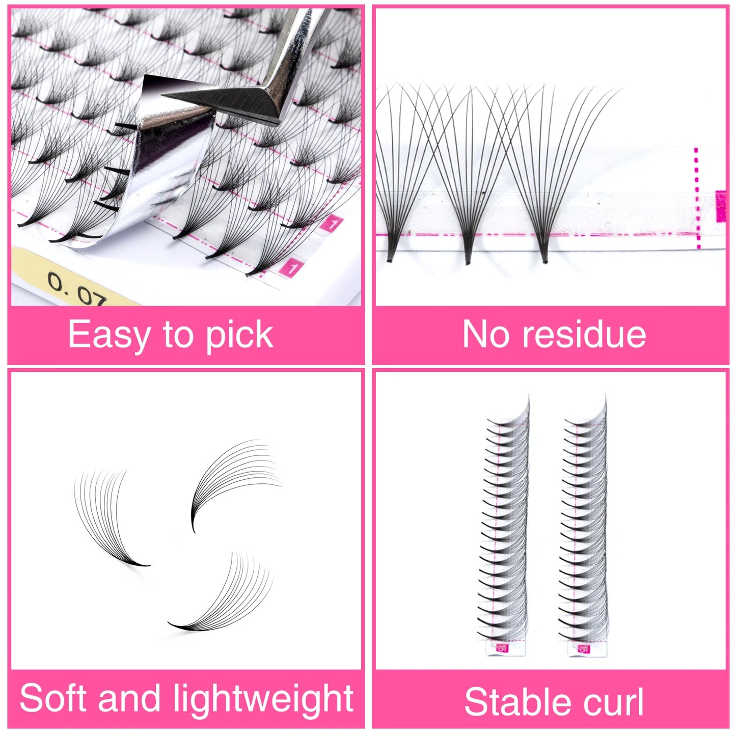 TDANCE 320 Premade Volume Lash Fans | 16-Line Tray | 3D–24D Pointy Base Faux Mink Extensions