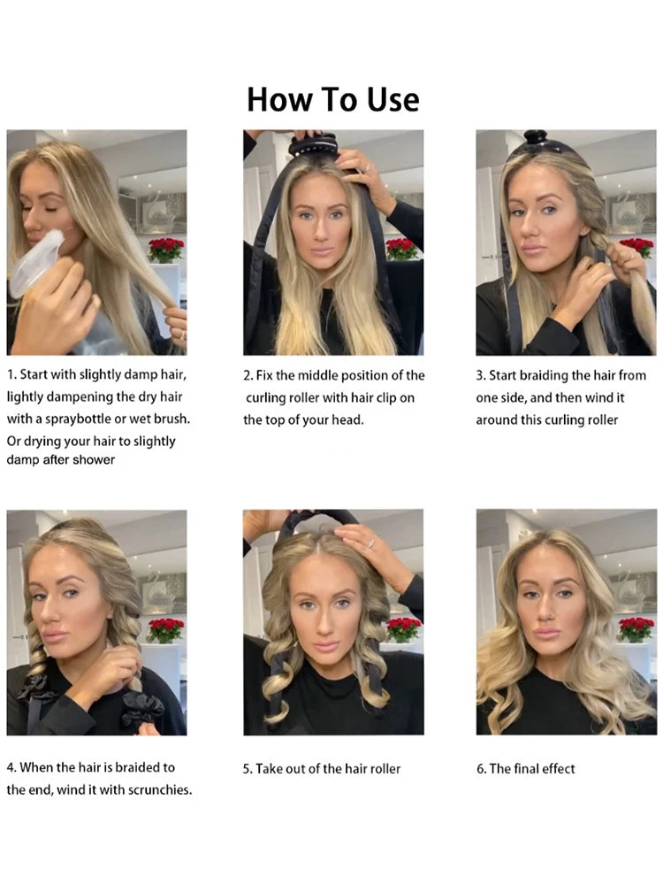 Rizador de espuma sin calor LuxuryGlow para dormir: ondas grandes sin dañar el cabello
