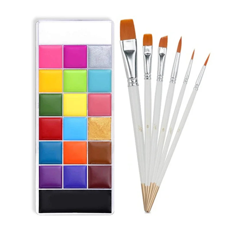 LuxuryGlow 20-Color Face & Body Oil Paint Set – Non-Toxic, Safe for Kids, Halloween & Cosplay Art Kit with Brush