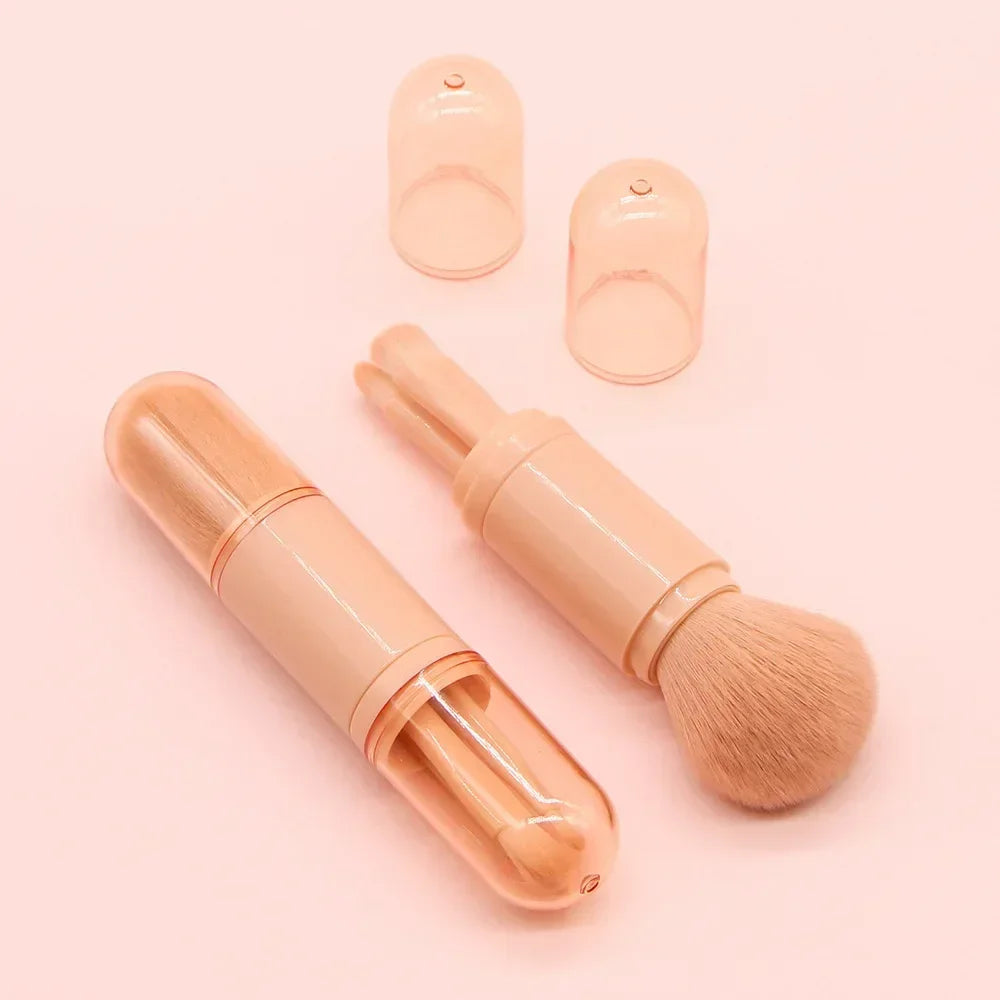 RUZOFO 4PCS 4-in-1 Telescopic Travel Makeup Brush Set – Compact & Portable