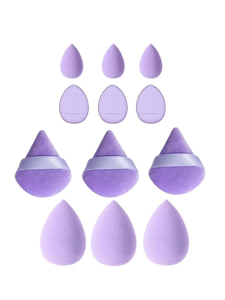 LuxuryGlow - Juego de 12 mini borlas para polvos y herramientas de maquillaje: suaves esponjas de aire sin látex para polvos sueltos y base.