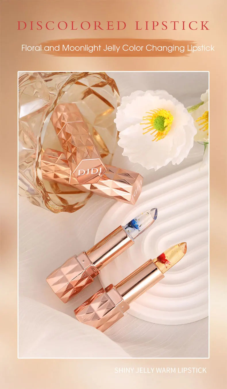 Lápiz labial en gel LuxuryGlow que cambia de color: duradero, hidratante y sensible a la temperatura.