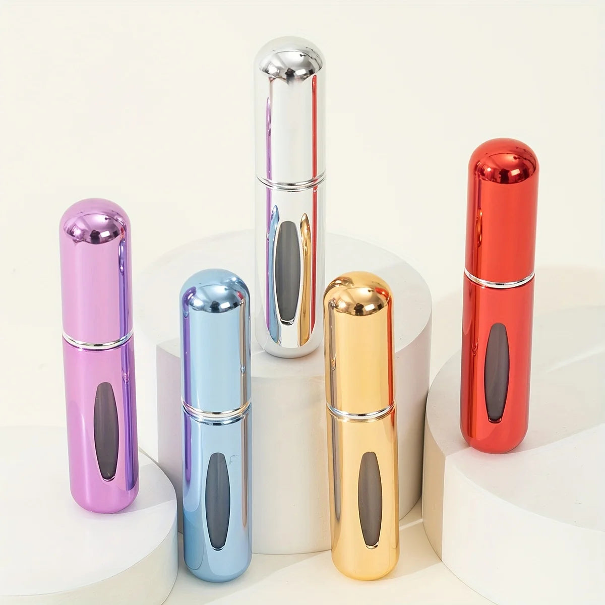 Botellas pulverizadoras de perfume portátiles LuxuryGlow (paquete de 5): atomizadores de viaje recargables para uso diario