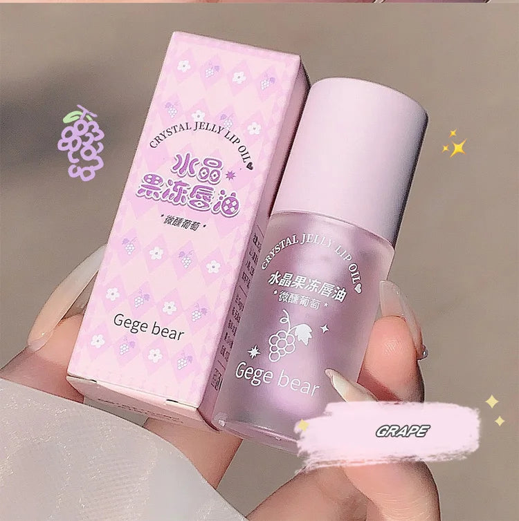 Aceite labial Crystal Jelly de Gege Bear: brillo hidratante de frutas para labios suaves y nutridos.