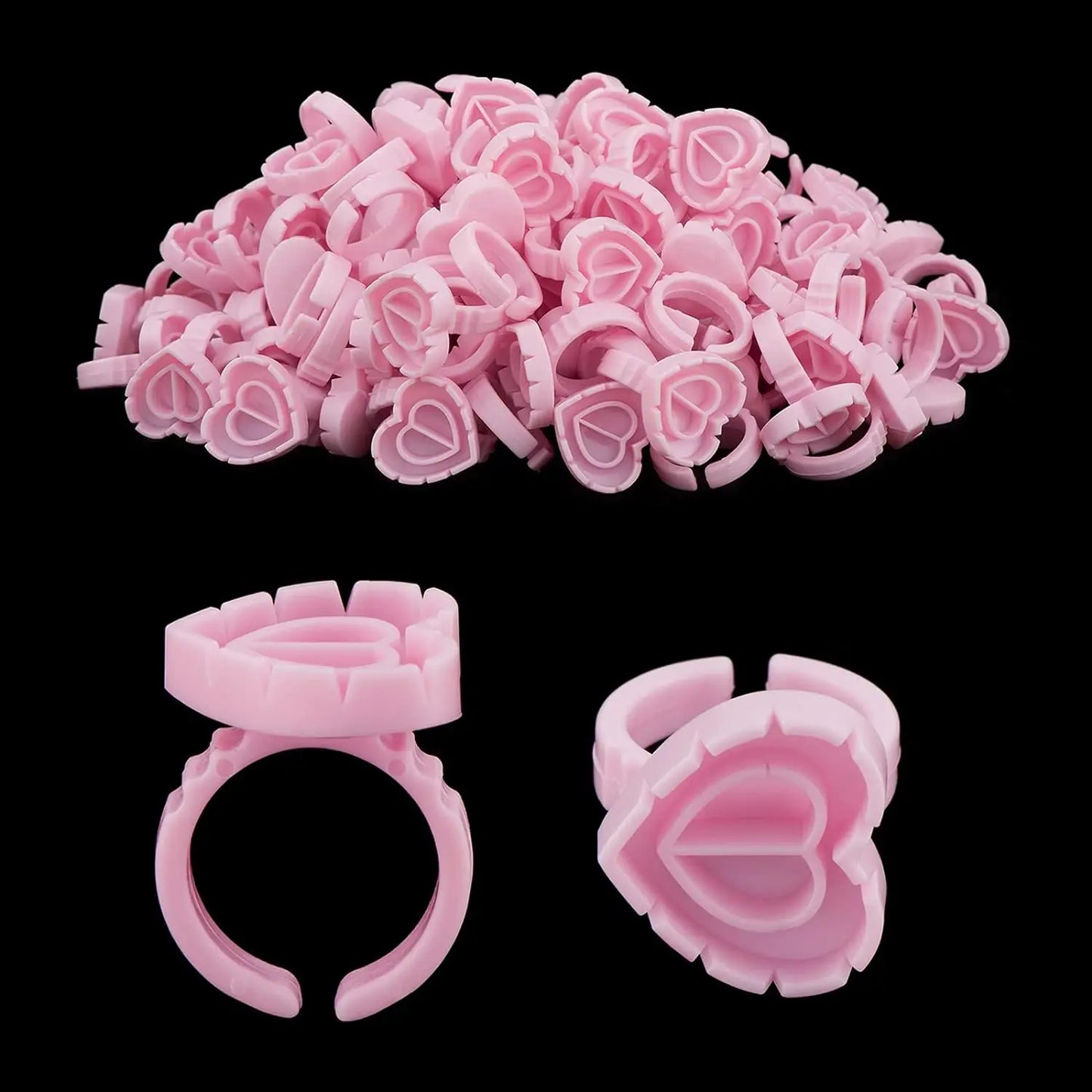 FOEONCO 100PCS Disposable Heart-Shaped Glue Rings – Eyelash & Tattoo Pigment Cups
