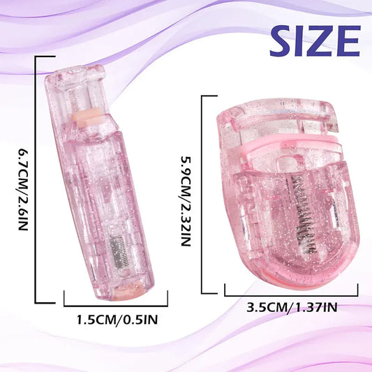 طقم تجعيد الرموش من لاكشري جلو، قطعتان - مشابك تجعيد رموش سهلة الاستخدام لتجعيدها ورفعها | أداة رموش لطيفة وغير كهربائية لمظهر طبيعي