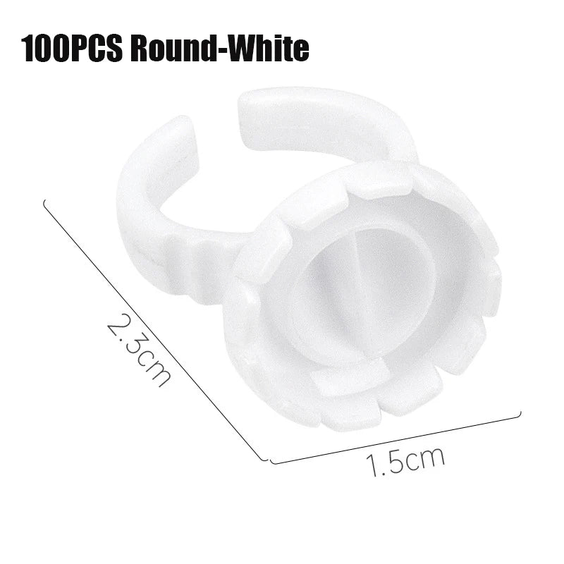 RPXBGUCKARHG 50/100PCS Disposable Eyelash Glue Ring Holders | Lash Extension Tool