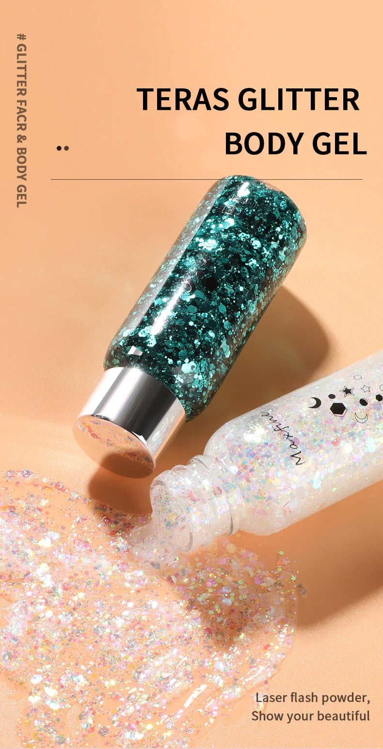 MAXFINE Full Body Glitter Gel – Long-Lasting Eye, Hair & Body Sparkle