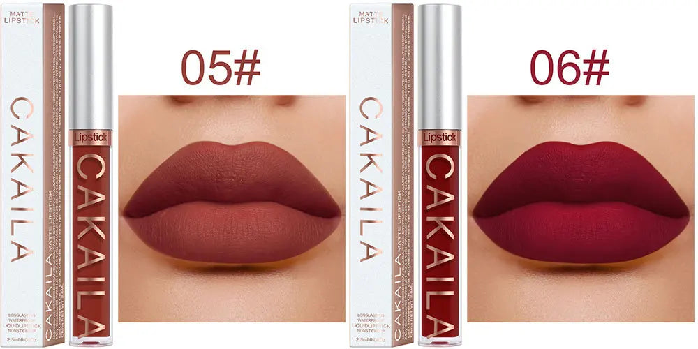 CAKAILA Waterproof Lipstick — Nude, Brown & Matte Red | 24-Hour Long-Lasting
