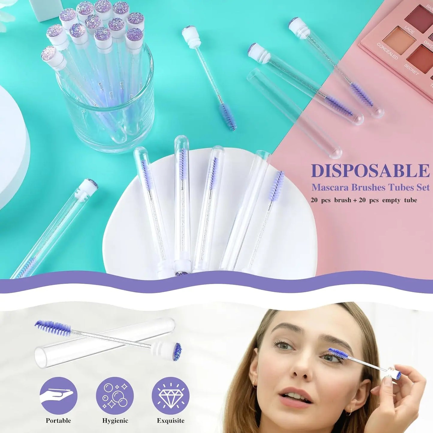 ZXZZS 50 Reusable Mascara Wands with Tubes – Lash & Brow Spoolie Set
