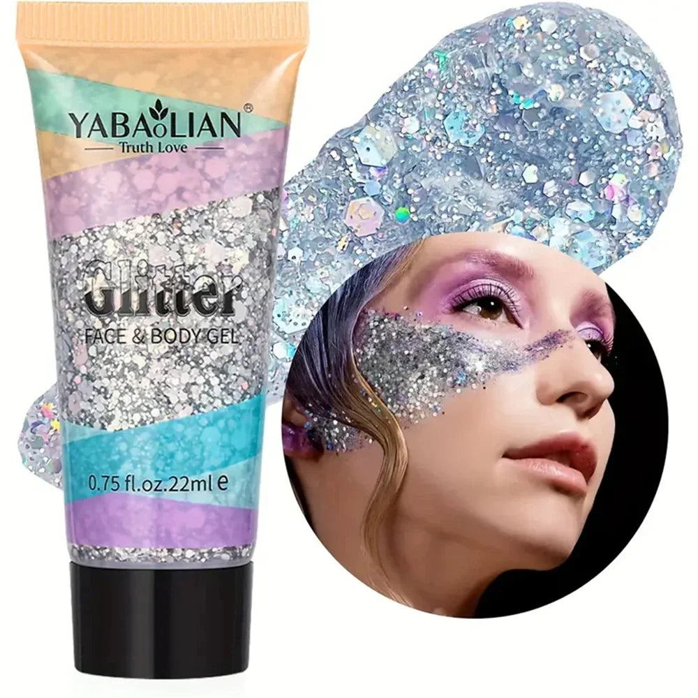 SAKSRAAR Mermaid Sequin Body Glitter Gel – Long-Lasting Sparkle for Festivals & Parties