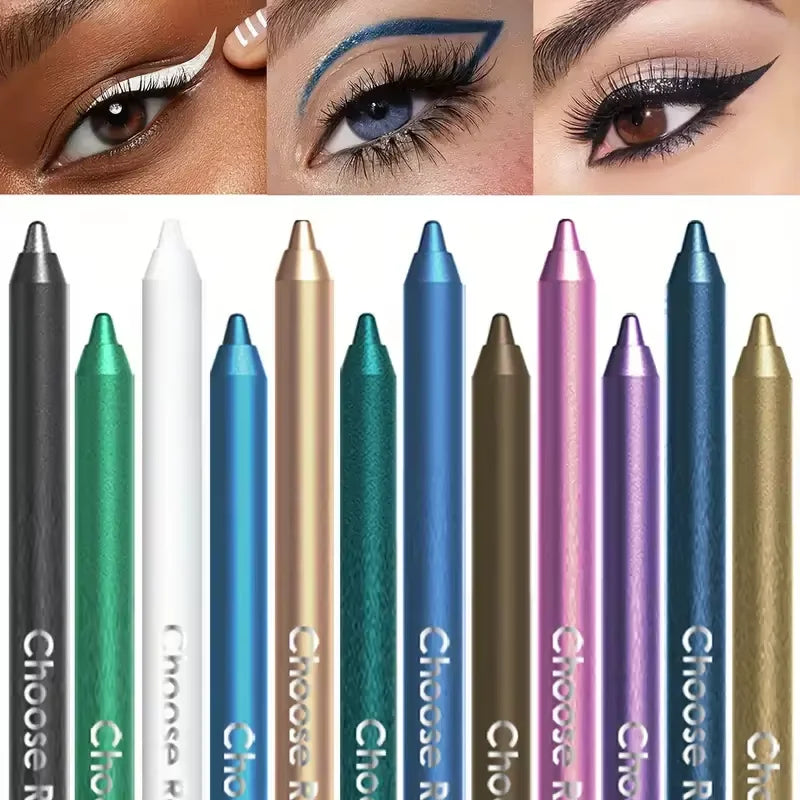 LuxuryGlow 12-Color Glitter & Shimmer Eyeshadow Eyeliner Stick Set – Smooth, Long-Wear Makeup Pens