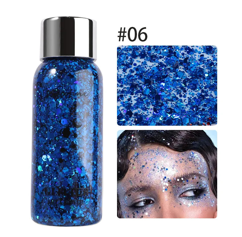 MAXFINE Full Body Glitter Gel – Long-Lasting Eye, Hair & Body Sparkle