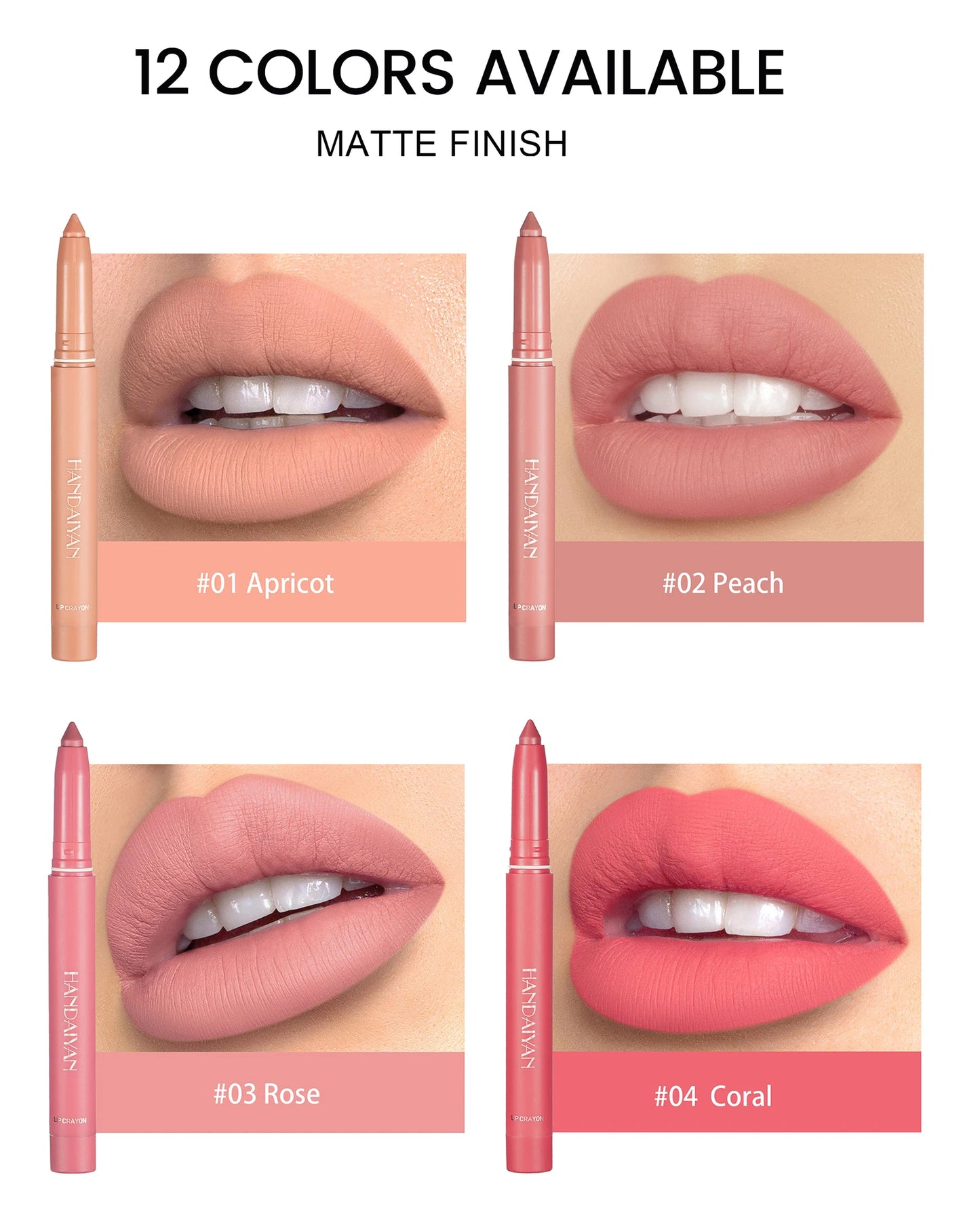HANDAIYAN Matte Lipstick Pen with Built-In Sharpener – Fadeless & Non-Staining