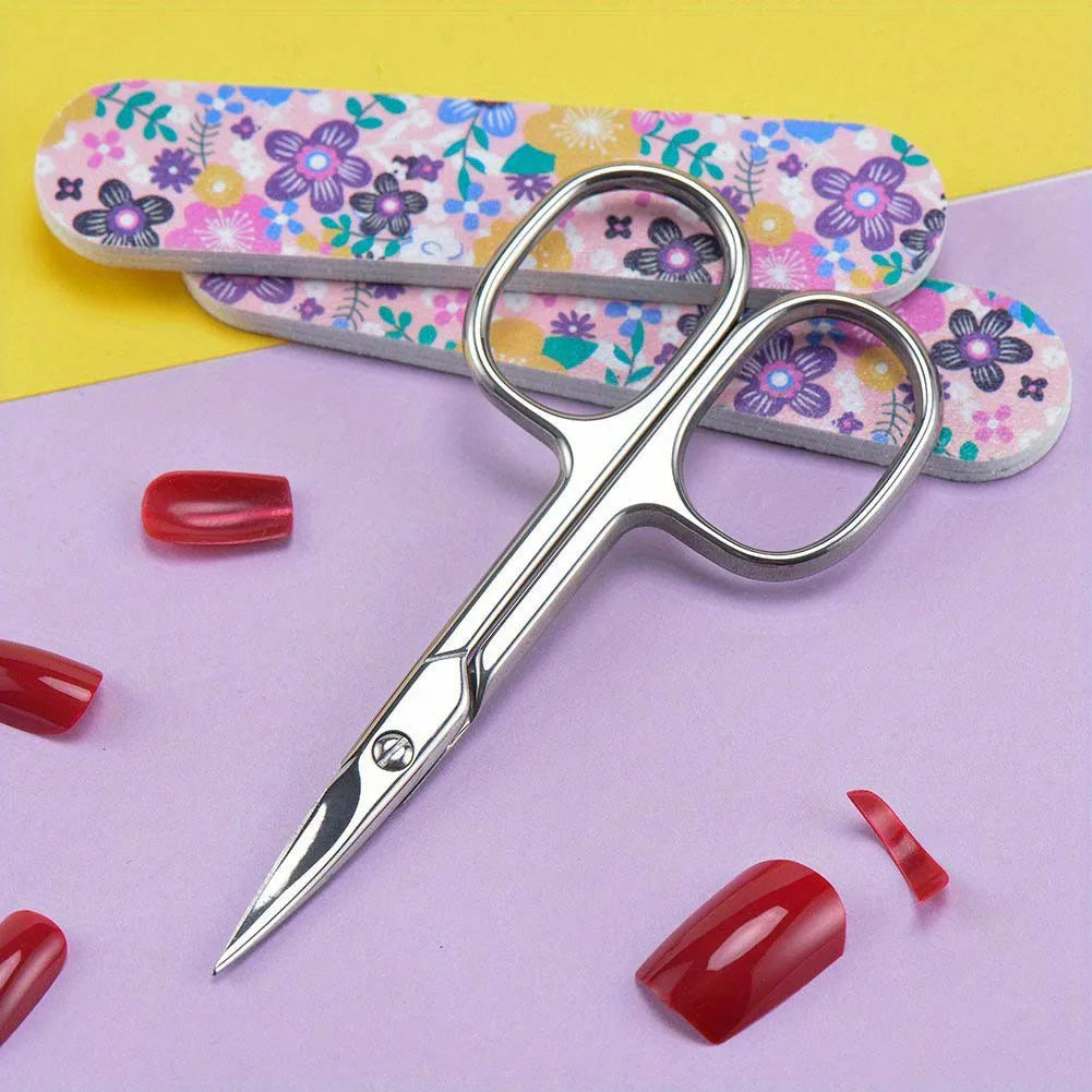 LuxuryGlow Precision Curved Eyebrow Scissors – Stainless Steel Grooming Tool