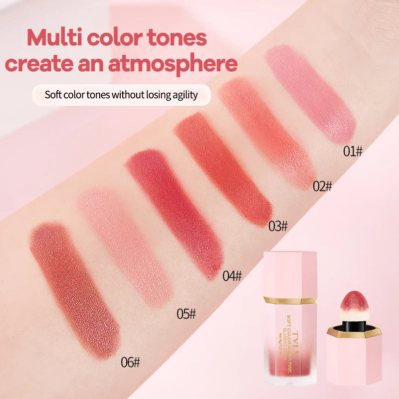 LuxuryGlow 4-Color Matte Liquid Blush | Long-Lasting Waterproof Blush with Sponge