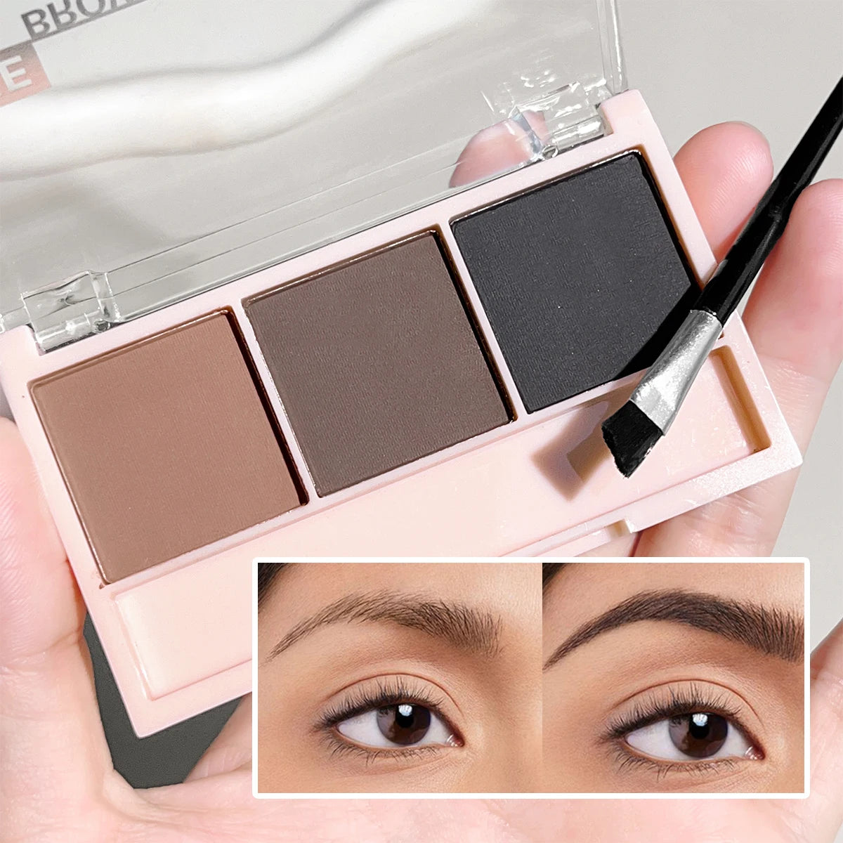 LuxuryGlow 3-Color Brow Powder Set with Brush — Long-Lasting, Natural, Easy-to-Wear Eyebrow Kit