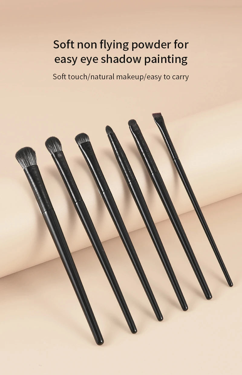 LuxuryGlow 6PCS Natural Eye Makeup Brush Set – Eyeshadow, Eyebrow & Eyeliner Tools
