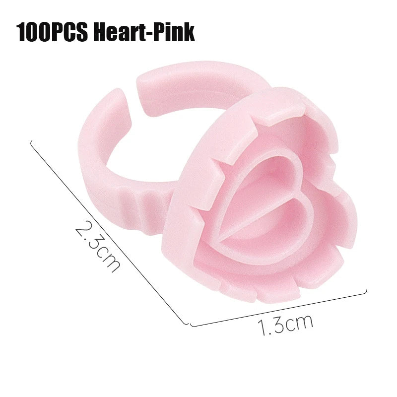 RPXBGUCKARHG 50/100PCS Disposable Eyelash Glue Ring Holders | Lash Extension Tool