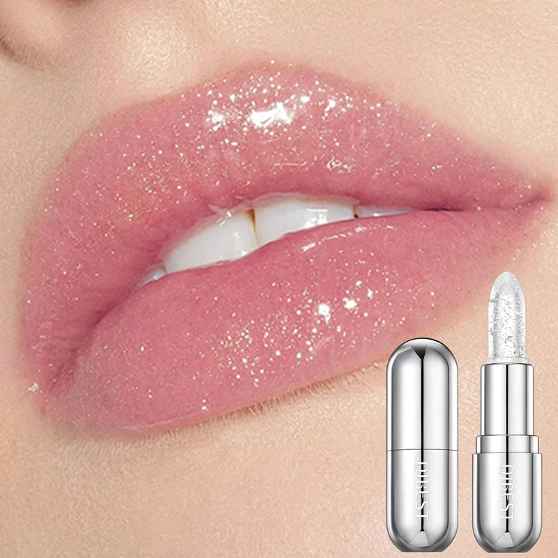 Lápiz labial con brillo que cambia de color QIBEST: bálsamo labial hidratante de gelatina cristalina con brillo y efecto voluminizador.