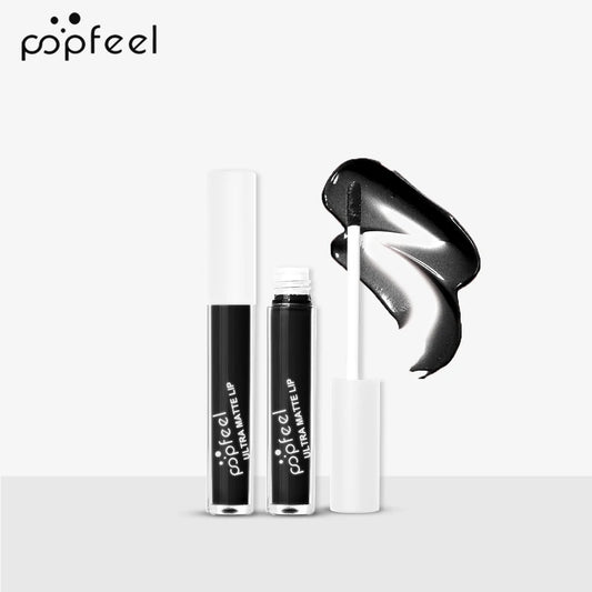 POPFEEL Halloween Black Lip Kit – Matte Lipstick & Gloss Long-Lasting