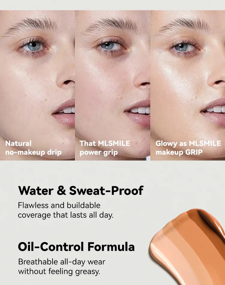 Base de maquillaje en polvo de 6 colores MLSMILE: resistente al agua, de larga duración y con control de grasa.