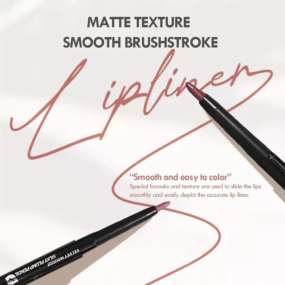 Lápiz delineador de labios mate a prueba de agua LuxuryGlow: 5 tonos duraderos y resistentes a las manchas para un contorno y una definición de labios perfectos.