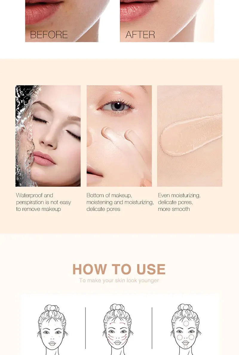 كريم أساس سائل عالي التغطية من LuxuryGlow - قاعدة مقاومة للماء والتحكم في الزيوت