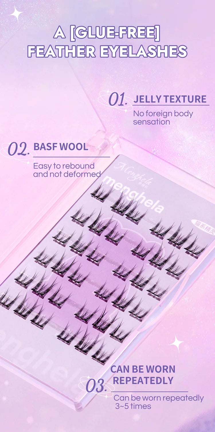LuxuryGlow Glue-Free Fairy False Eyelashes | Easy Rebound & No-Removal Strip Lashes