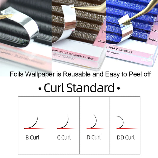 وصلات رموش NAGARAKU YY المصنوعة يدويًا - صينية فاخرة من 12 خطًا