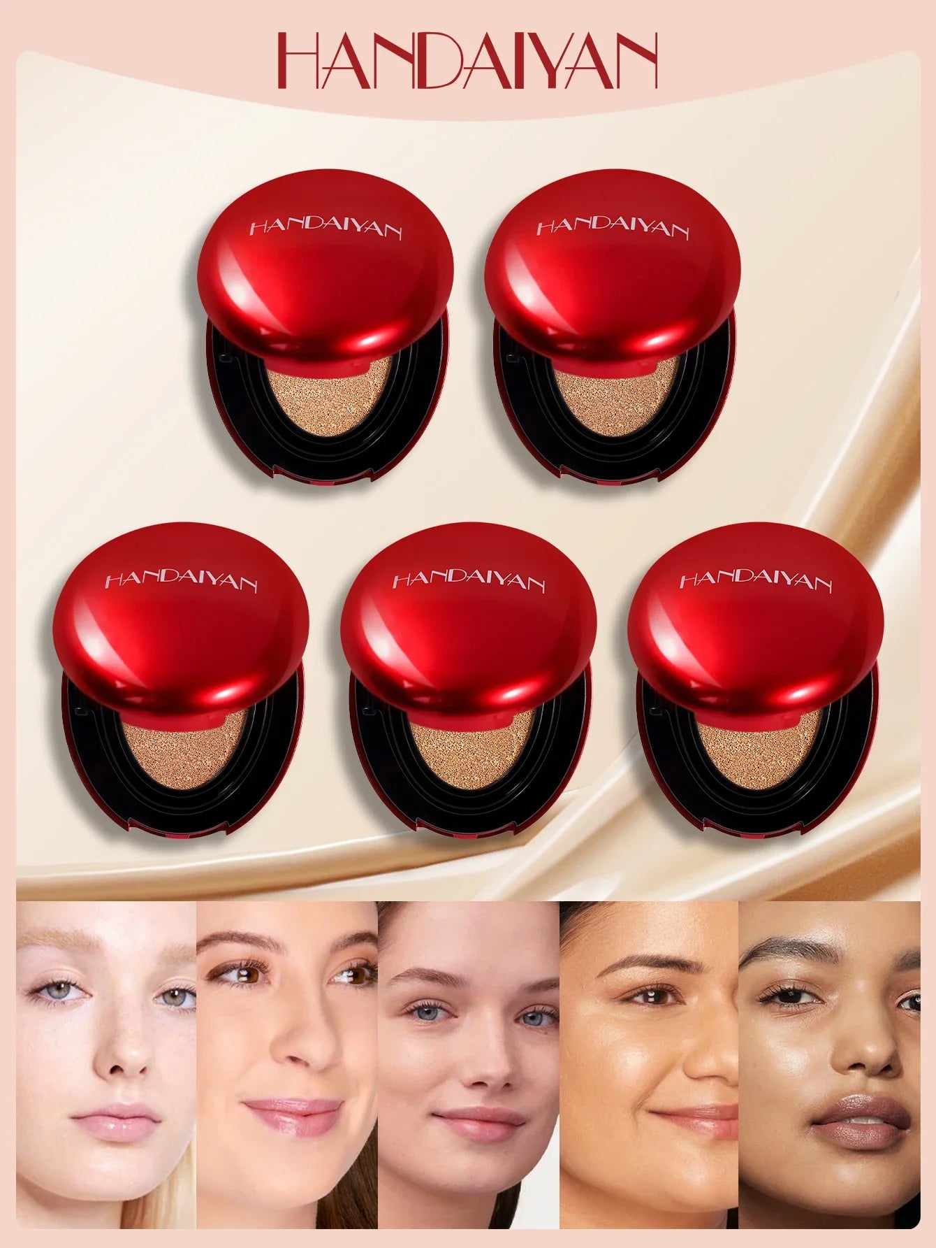 HANDAIYAN 5-Color Concealer Cushion – Moisturizing & Long-Lasting Face Makeup
