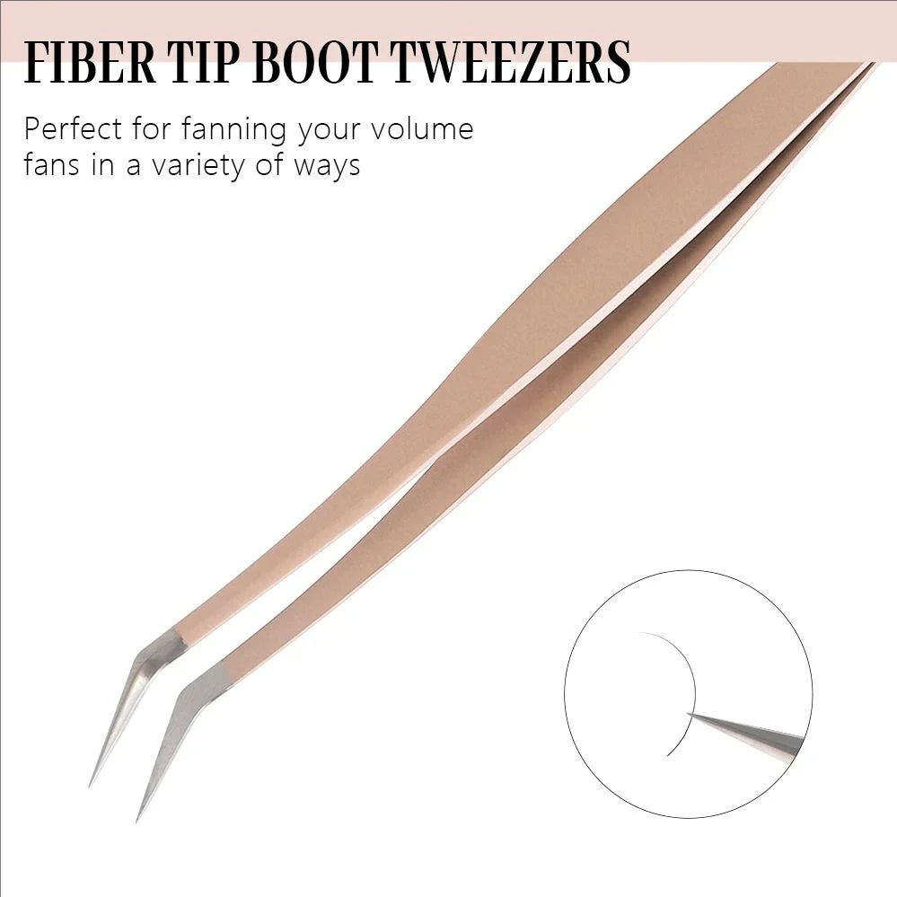 LuxuryGlow MJ Stainless Steel Eyelash Extension Tweezers – Precision 3D Lash Tool