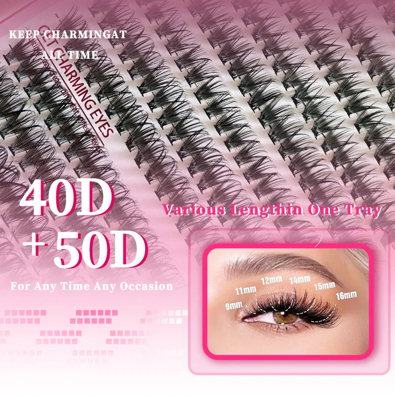 مجموعة رموش MIAOJIE D Curl من 640 قطعة - رموش صناعية فردية بطول 9-16 مم