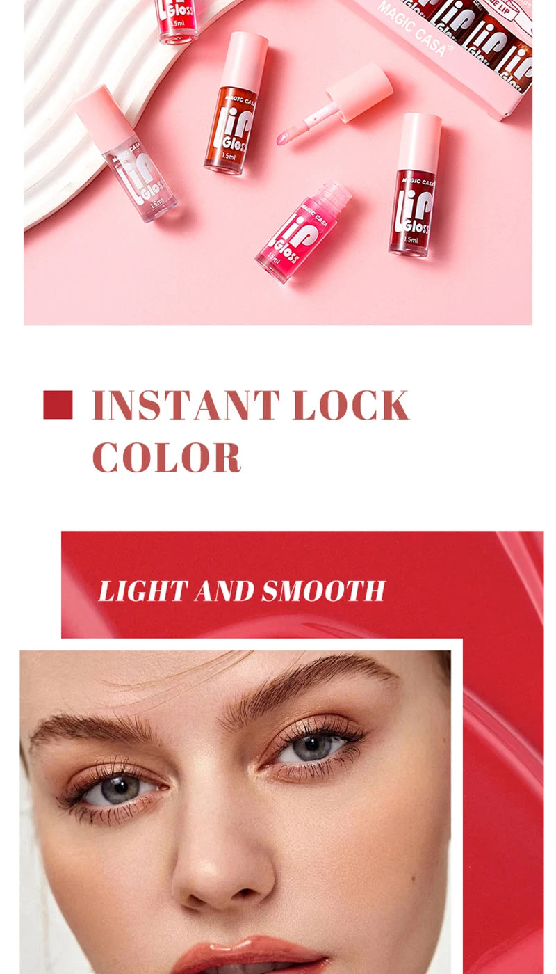 LuxuryGlow MAGIC CASA - Set de 6 aceites labiales en gelatina: brillo hidratante, voluminizador y duradero