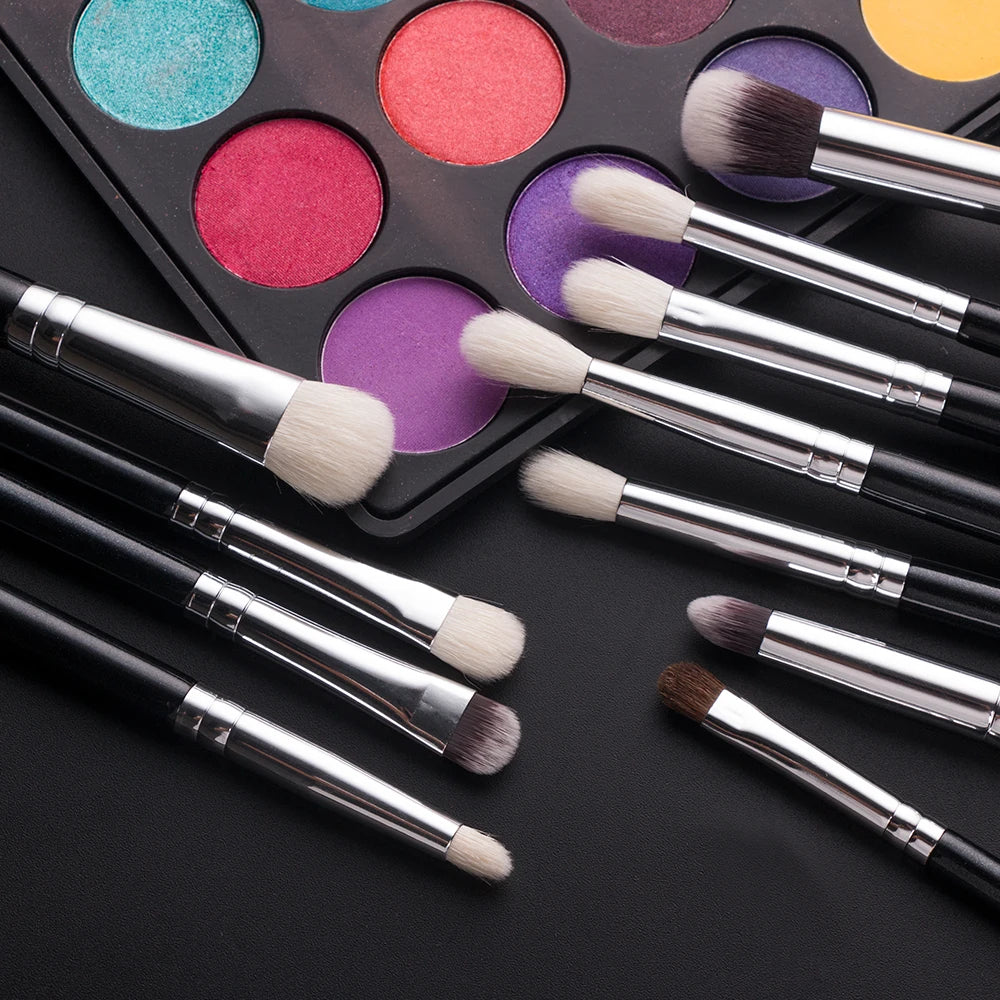 BEILI 30pcs Black Makeup Brush Set – Goat Hair & Synthetic Professional Kit C150