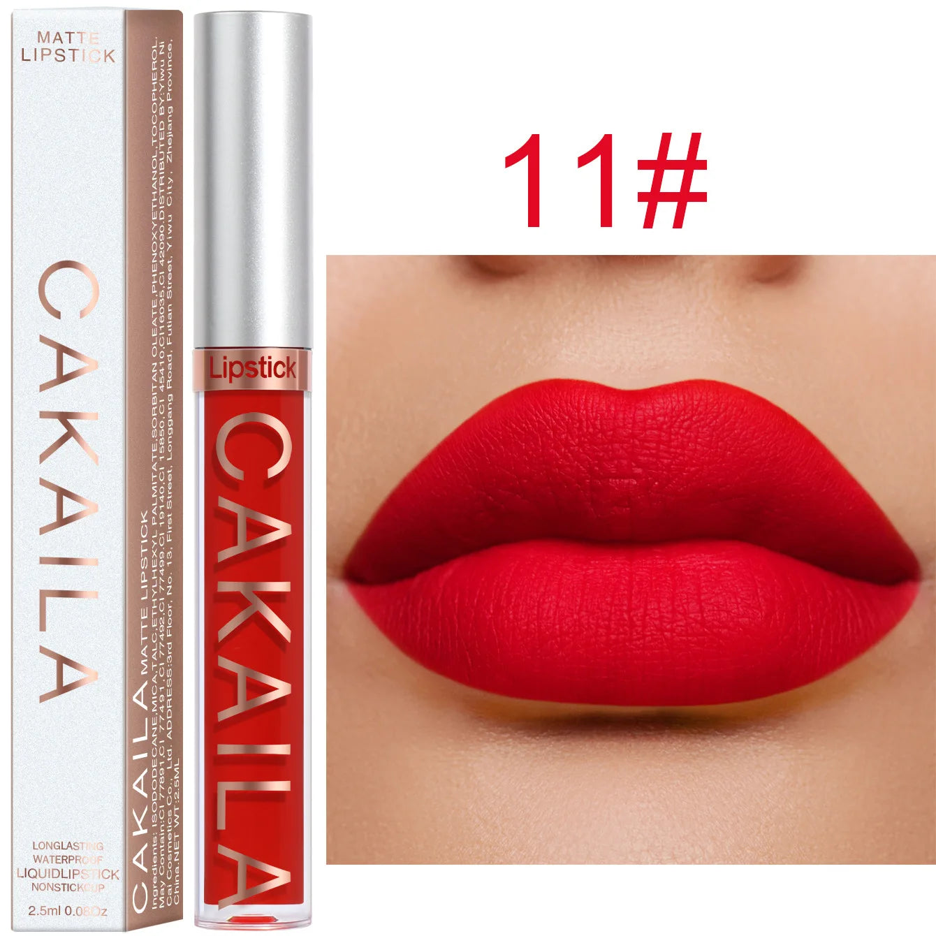 CAKAILA Waterproof Lipstick — Nude, Brown & Matte Red | 24-Hour Long-Lasting