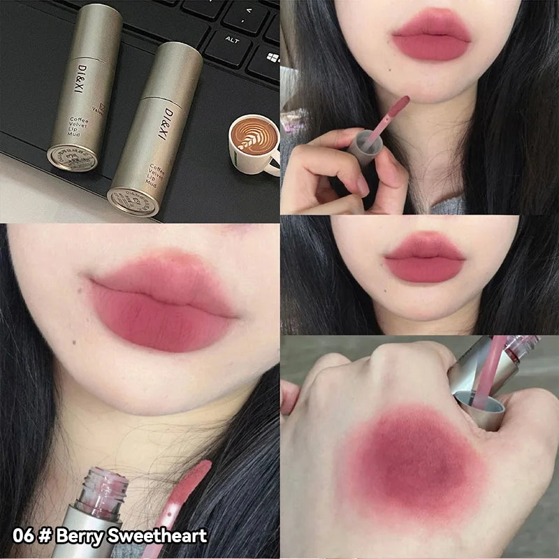 Mini brillo labial mate DIXI: acabado aterciopelado, tono latte, fácil de aplicar