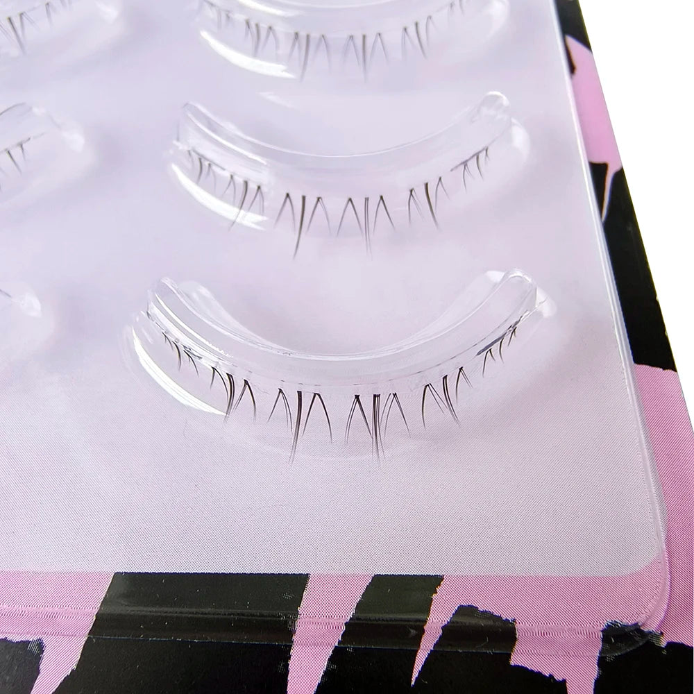 BLINKWAVE 5 Pairs Clear Band Lower False Eyelashes – Natural Manga Bottom Lashes