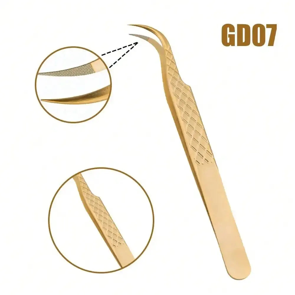 GEMERRY Fiber Tip Eyelash Extension Tweezer – High Precision Golden Tool