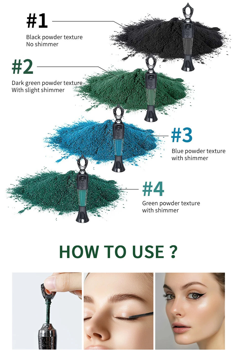 LAKERAIN 4-Color Powder Eyeliner Stick – Waterproof, Smudge-Free & Long-Lasting