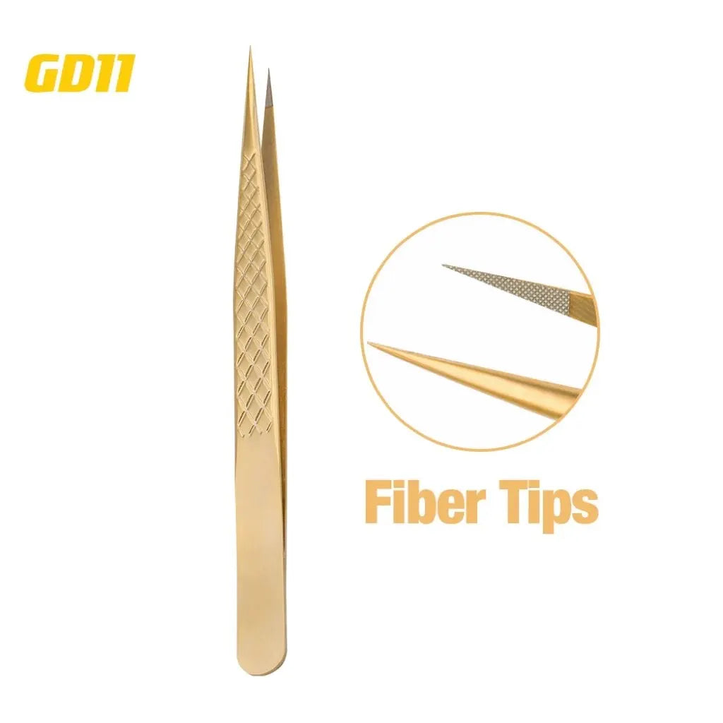 GEMERRY Fiber Tip Eyelash Extension Tweezer – High Precision Golden Tool