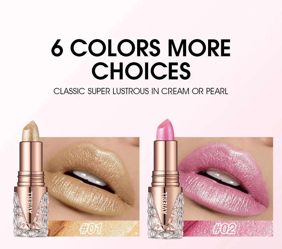 Lápiz labial perlado brillante 3 en 1 LuxuryGlow: mate, con brillo y resistente al agua