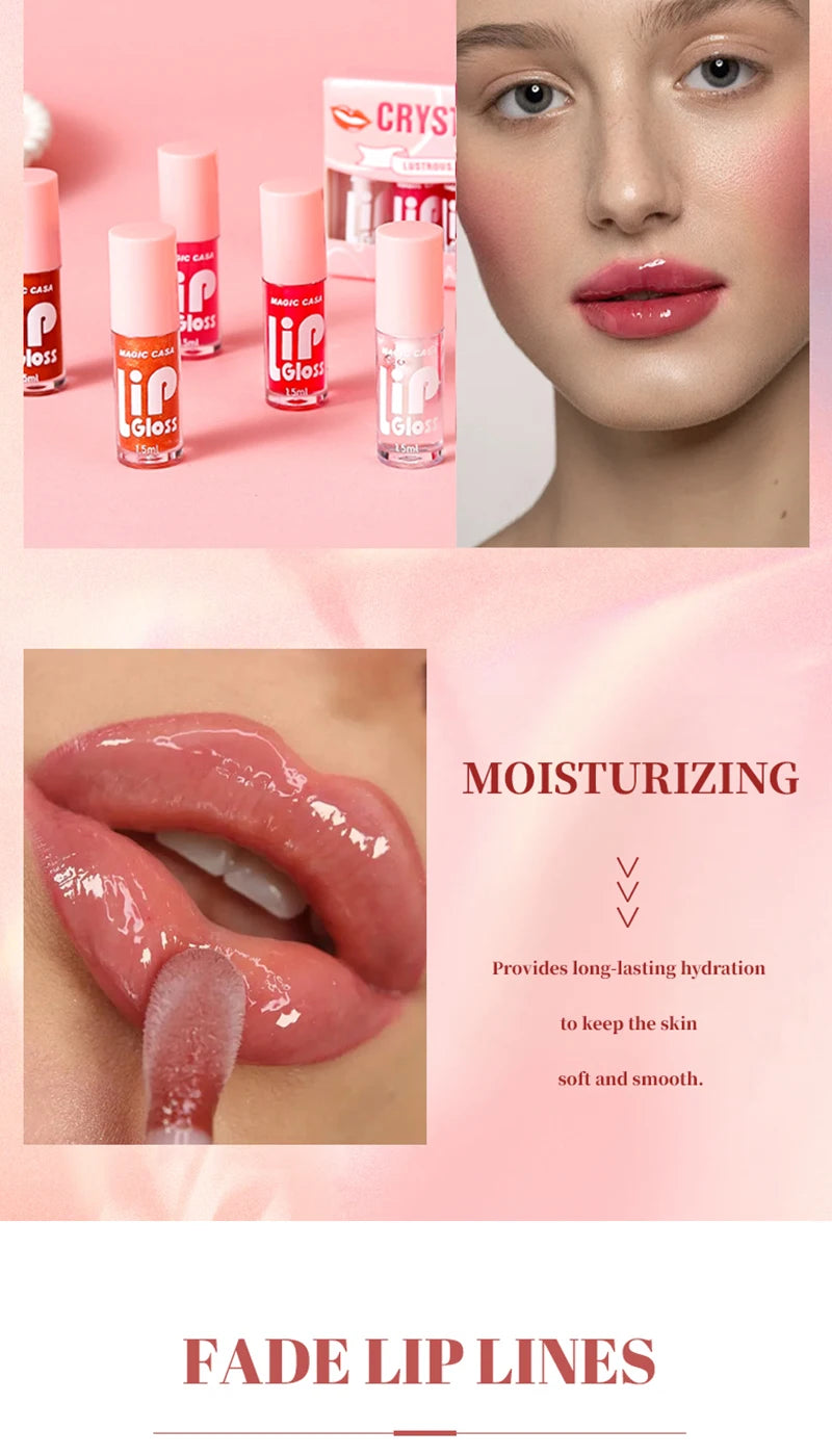 LuxuryGlow MAGIC CASA - Set de 6 aceites labiales en gelatina: brillo hidratante, voluminizador y duradero