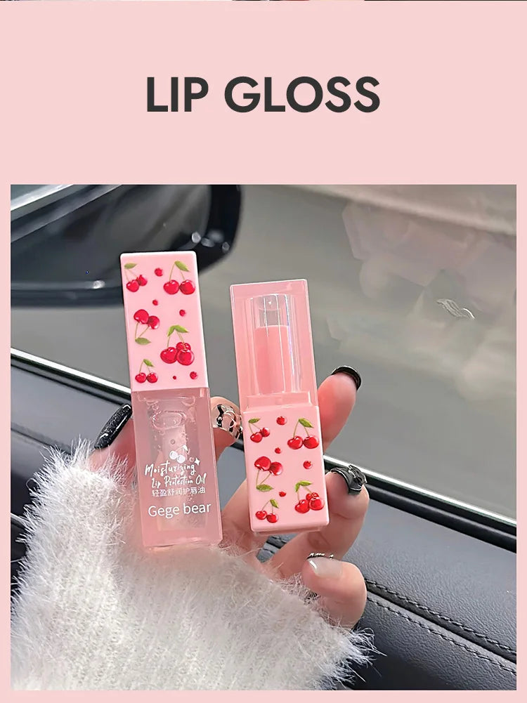 Gege Bear Cherry Lip Balm & Lip Oil Duo – Deep Hydration & Winter Care by Gege Bear