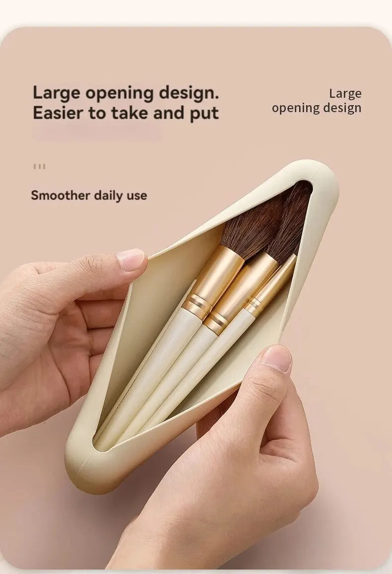 LuxuryGlow Silicone Makeup Brush & Brow Pencil Case | Dustproof Portable Travel Pouch