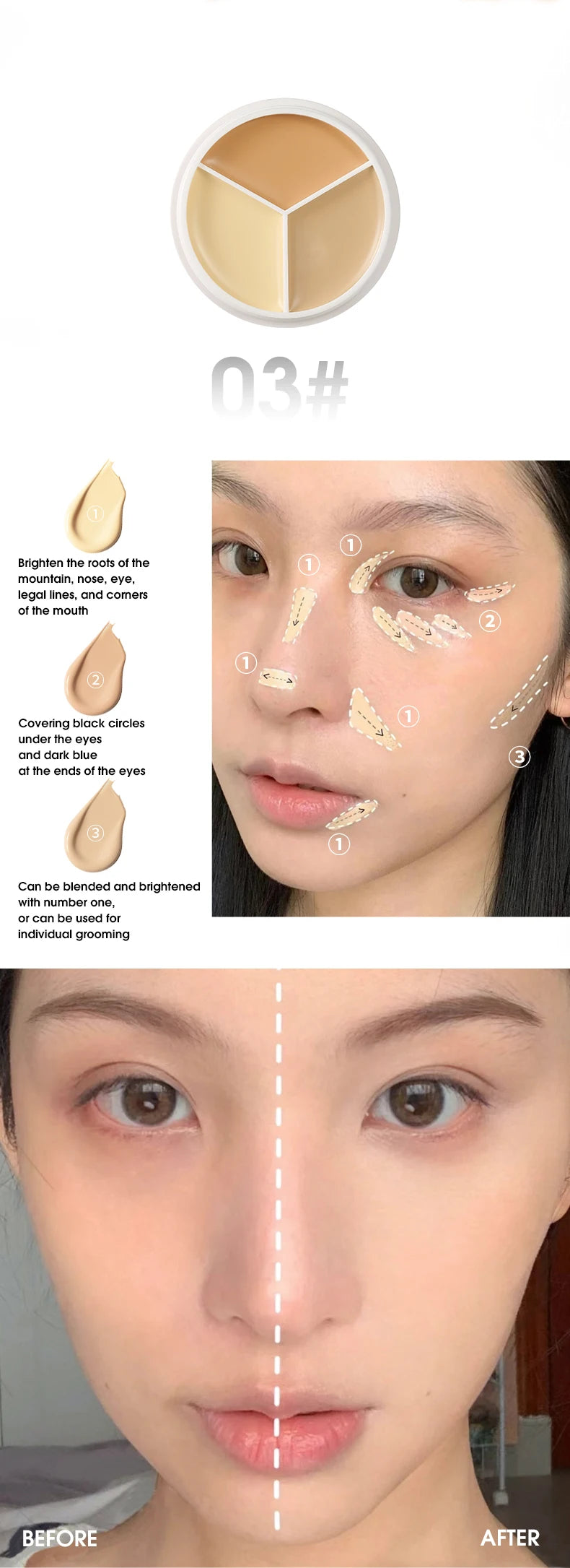 LuxuryGlow 3-in-1 Color Correcting Concealer Stick | Covers Acne, Dark Circles, Blemishes
